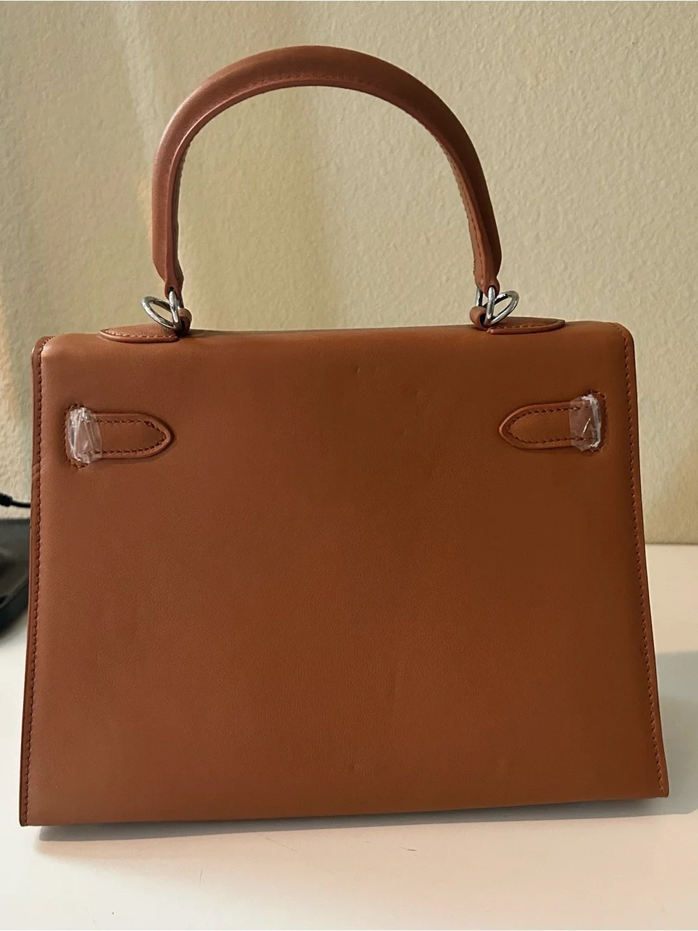 25cm Caramel Brown Swift Leather Top-Handle Satchel
